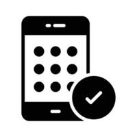 Mobile phone unlock pattern icon, mobile protection, security icon vector