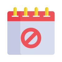 Prohibited sign on calendar, vector of prohibited or block