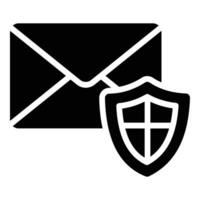 Secure email icon. Safe mobile mail, email sign with shield. Cyber security vector icon