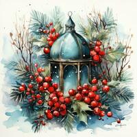 christmas holiday watercolor background photo