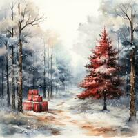 christmas holiday watercolor background photo