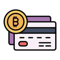 Bitcoin debit card vector design in modern style, ready to use icon