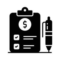 Dollar on page depicting concept vector of financial document, ready to use icon