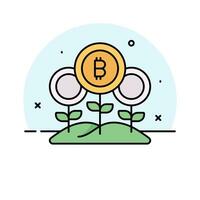 Check this beautiful vector of bitcoin farming in trendy style