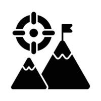 Flag on top of mountain with target, concept icon of mission in trendy style vector