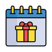 Gift box on calendar showing concept vector of birthday calendar