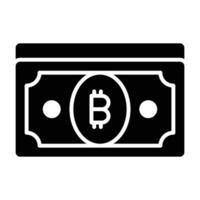 cheque esta hermosa icono de bitcoin billete de banco, papel divisa, criptomoneda vector