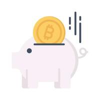 Bitcoin with piggy bank showing bitcoin deposit concept vector design