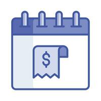 Receipt on calendar denoting concept icon of bill paying, ready to use vector