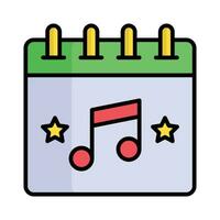 Music note on calendar, concept vector of music concert