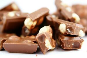 a bar of dark chocolate is shown on a white background photo