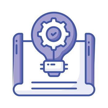 Get your hold on this creatively designed vector of project development in trendy style