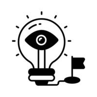 An eye inside light bulb with flag concept vector of idea monitoring in trendy style