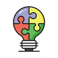 A jigsaw light bulb showing concept icon of problem solution in trendy style vector