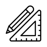 Triangle measurement ruler with pencil, concept icon of stationery vector