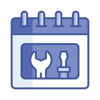 Spanner and screwdriver on calendar, concept icon of service schedule vector