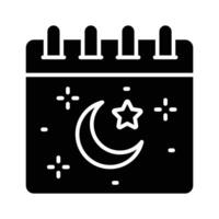 Luna con estrella en calendario demostración concepto de Ramadán calendario icono vector