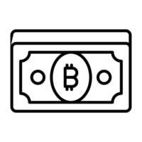 cheque esta hermosa icono de bitcoin billete de banco, papel divisa, criptomoneda vector