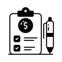 Dollar on page depicting concept vector of financial document, ready to use icon