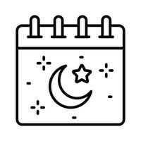 Luna con estrella en calendario demostración concepto de Ramadán calendario icono vector