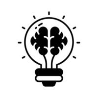 Brain inside lightbulb showing innovative thinking modern concept vector