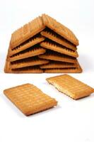 a pile of biscuits on a white background photo