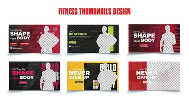 shape your body gym and fitness workout video cover and thumbnail design vector