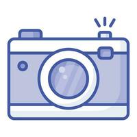 Photo camera with lens and button showing concept icon of photography in trendy style vector