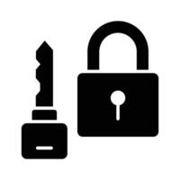 Padlock with key showing concept icon of private key vector