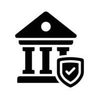 Bank building with shield, secure banking, financial security, security concept vector