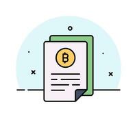 bien diseñado icono de bitcoin documento, btc con documento vector