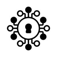 Cyber security icon with network nodes, symbolizing cyber security concept vector