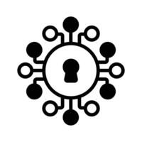 Cyber security icon with network nodes, symbolizing cyber security concept vector