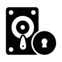 Hard disk drive security icon, data protection, security concept vector