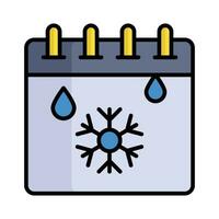 copo de nieve en calendario, moderno icono de invierno calendario vector