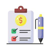 Dollar on page depicting concept vector of financial document, ready to use icon