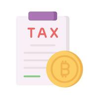 Bitcoin, cryptocurrency and digital currency tax icon concept, vector