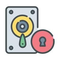 Hard disk drive security icon, data protection, security concept vector