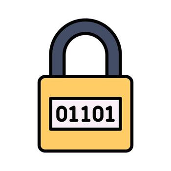 Binary code on padlock, modern vector of digital security, encryption icon