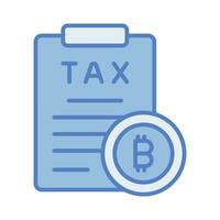 Bitcoin, cryptocurrency and digital currency tax icon concept, vector