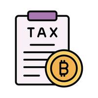 Bitcoin, cryptocurrency and digital currency tax icon concept, vector