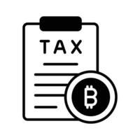 Bitcoin, cryptocurrency and digital currency tax icon concept, vector