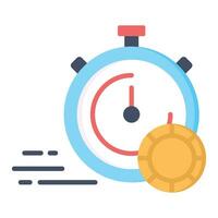 Stopwatch with cryptocurrency coin, amazing icon of time is money vector