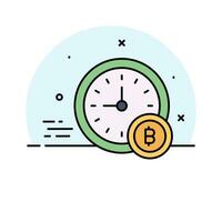 reloj con criptomoneda moneda, increíble icono de hora es dinero vector