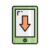 Down arrow with mobile showing concept of download vector