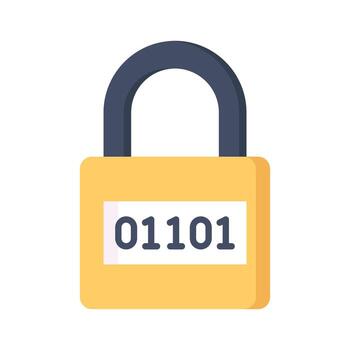 Binary code on padlock, modern vector of digital security, encryption icon