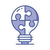 A jigsaw light bulb showing concept icon of problem solution in trendy style vector