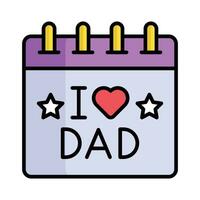 Fathers Day calendar vector design isolated on white background