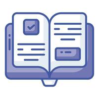 Organized book of reference on a certain field of knowledge, employee handbook icon design vector