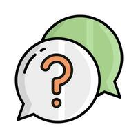 Question mark inside speech bubble vector icon